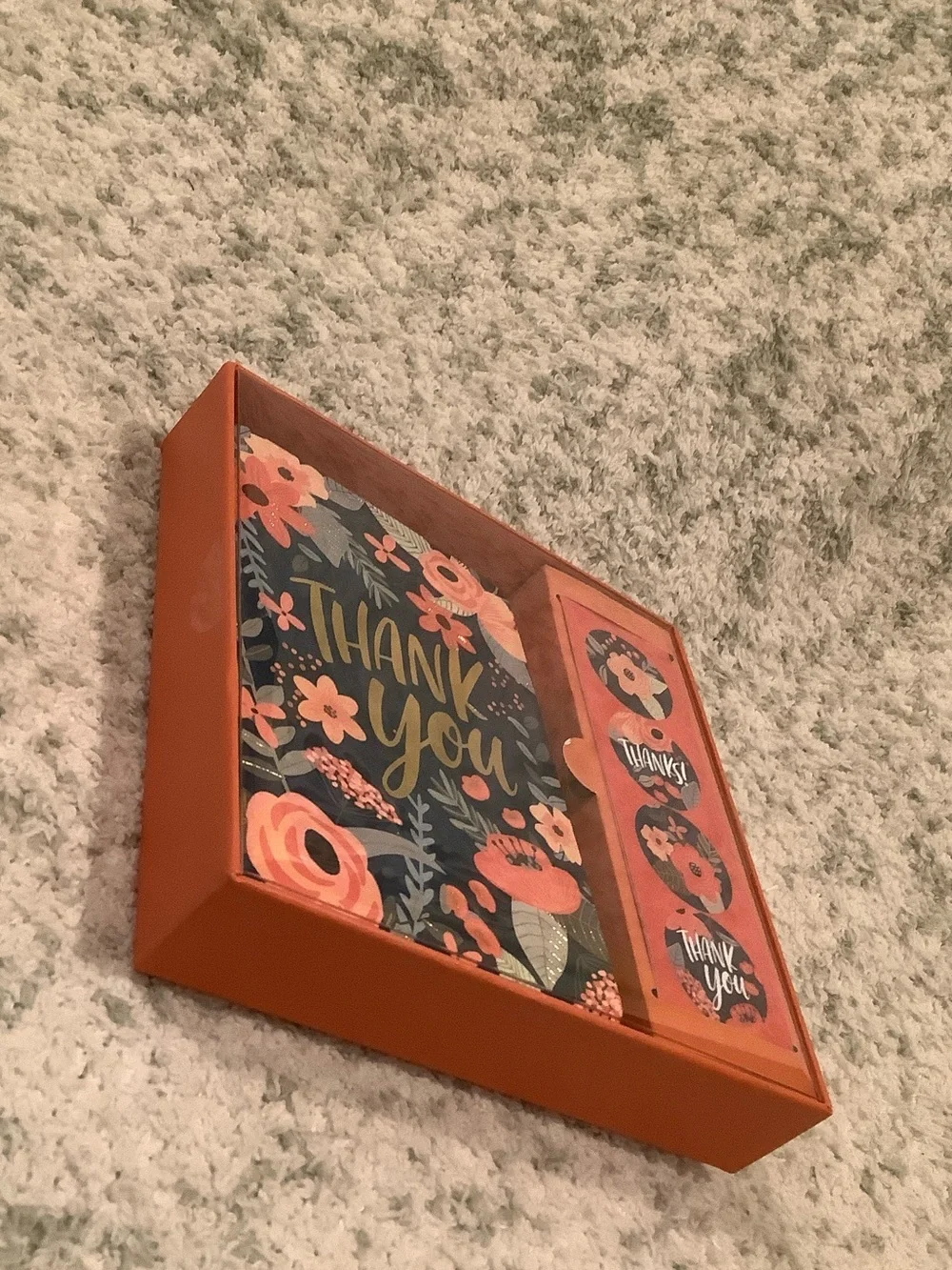 Thank You Boxed Floral Note Cards & Sticker Set of 12 NWT OCS Designs